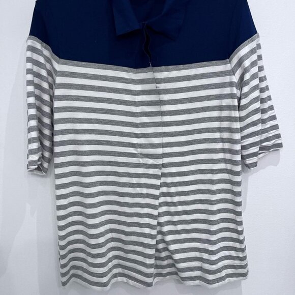 LACOSTE stripe gray and white with navy colar size 40 - Picture 2 of 10